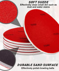 Stack of red sanding pads from Six Piece Bowling Sanding Pads Set 2000 Grit For Bowling Balls, Resurfacing And Polishing Kit With Sponge Backed Pads