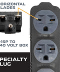Heavy Hitter 10 Ft Extension Cord With 3 Outlets And 240 Volt 6-15P Plugs, showcasing 6-15P plug details and outlet design.
