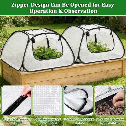 Two Pack Garden Bed Covers For 6x3 Ft Raised Beds With Zippered Openings On Sides And Top Insulated Greenhouse Style Plant Protectors For Seedlings Vegetables And Fruits Winter Frost Protection For Garden Rows