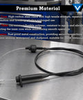 Detent Kickdown Transmission Cable For 1978 To 1992 700R4 2004R And 4L60 Transmissions Replacement TV Detent Cable No Fuss Easy Install Durable Steel Core Replaces Common OE Part Numbers, black cable on bench