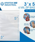 3 x 5 clear 6 mil zip bags, 100 count, for food, parts, and tools; 4 X 6 Reclosable Plastic Zip Bags Heavy Duty 6 Mil 100 Count For Parts And Tools Pro Grade Storage Packaging And Organization Clear LDPE Ideal For Small Parts Organization Tool Storage Craft Projects Shipping Safely Clear Visibility