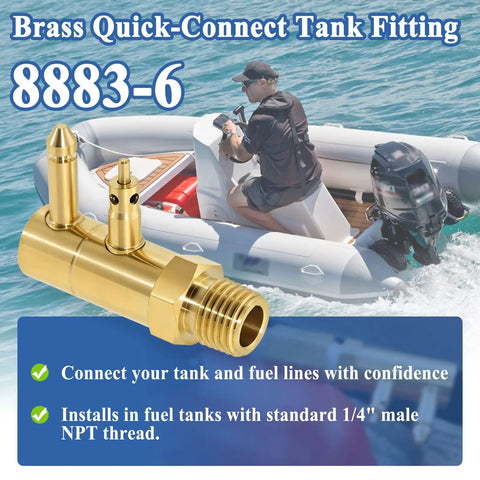 Quick Connect Tank Adapter Brass Fuel Connector For Marine Fuel Lines And Tanks One Quarter Inch NPT Thread Leak Proof Secure Installation And Easy Fast Fit