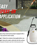 Application of Deep Penetrating Silane Siloxane Concrete Driveway Sealer using a hand-pump sprayer on a driveway.