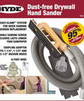 Dust Free Drywall Vacuum Hand Sander With Six Foot Hose For Any Wet Dry Vacuum Easy Clamp Sanding Screen Replacement Protects Floors Furniture Electronics And Your Lungs From Dust packaging and features.