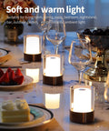 2 Pack 4 Inch LED Mini Cordless Table Lamp Touch Activated Night Light Waterproof Battery Powered Rechargeable Portable Light For Outdoor Dining Camping Nursery Baby Bar Party Black on dining table