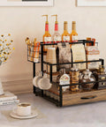 4-Tier Wooden Coffee Bar Organizer With Metal Frame And 36 K Cup Drawer For Countertop Storage In Kitchen Home Office