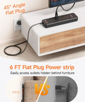 Flat Plug Power Strip With Surge Protector 1700J Converts 2 Prong To 3 Prong Outlets beside furniture on carpet