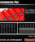 Modular Screwdriver Organizer For 26 Tools With Anti Slip Base Black Made In USA Pro Grade Storage System, ID labels included.