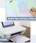 Chic Letter Paper Set With Envelopes 8.18 By 5.5 Inch Size 30 Letter Sheets And 18 Envelopes Six Floral Pastel Designs shown used for handwriting and printing.