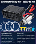 Heavy Duty 12V Oil Extractor Pump Equipped With Pure Copper Motor Efficiently Drains Thick Engine Oil Gear Transmission Fluid And Diesel in kit.