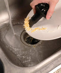 Disposal Genie II Garbage Disposal Strainer And Stopper, Kitchen Sink Drain Splash Guard With Food Scraper, Black Finish, 1 Pack in use