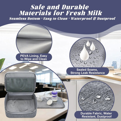Game Changing Insulated Breast Pump Backpack Keeps Your Milk Chill On The Go Hella Spacious Design showing PEVA lining and waterproof features.