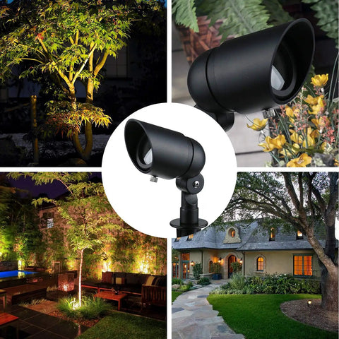 Low Voltage 4W LED Landscape Lights 8 Pack Waterproof Outdoor Spotlights for driveways, yards, and patios, warm white, black finish