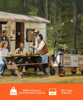Beast Electric Utility Wagon Cart With 150L Capacity And 450 Lb Load near a camping group in front of a camper.