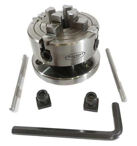 3 Inch Tilting Rotary Table With 70mm 4 Jaw Independent Dog Chuck And M6 Clamp Kit For Milling And Metalworking Gear, top view