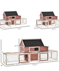Customizable Outdoor Chicken Coop With Nesting Box And Ramp 114 Inch Wooden Hen House Double Run Poultry Pen dimensions