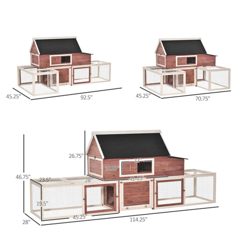 Customizable Outdoor Chicken Coop With Nesting Box And Ramp 114 Inch Wooden Hen House Double Run Poultry Pen dimensions