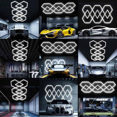 Hexagon Garage Light 30 Pack Ultra Bright LED Hex Lights 34100 Lumens 6500K Natural White For Garage Workshop Display