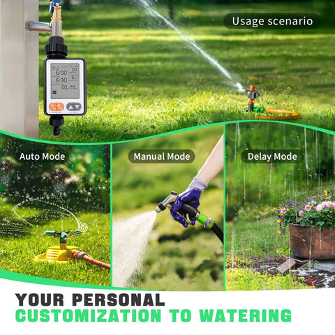 Water Timer For Garden Hose With Auto Rain Delay And 10 Programmable Schedules, 3.3 Inch Large LCD Display, IP54 Waterproof