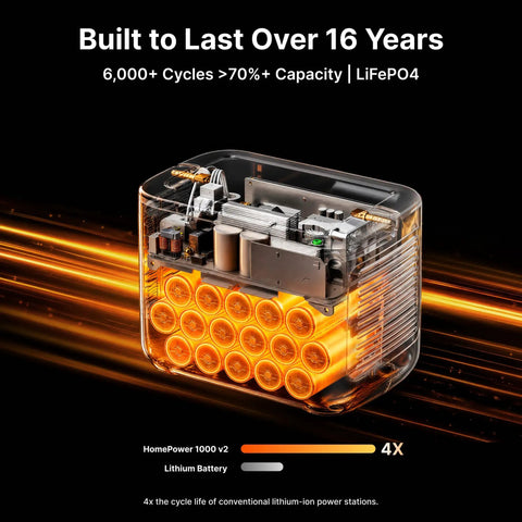 Heavy Duty 1500W Power Station With 1024Wh LiFePO4 Battery And Ultra Fast 10MS UPS Switch showcasing inner battery structure and components.