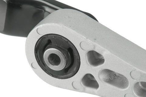 Close-up of Upgraded Rear Engine Mount Dogbone Bracket, showcasing alloy and elastomer for Turbocharged models.