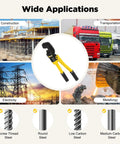 Heavy-Duty 8-Ton Hydraulic Rebar Cutter For Cut Steel Bars And Rods displayed in construction, electricity and transportation settings.