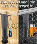 Level Up Your Bed Frame Game With Heavy Duty Adjustable Support Legs that show installation into wood and metal with tools.