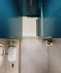 Rugged Chrome Shower Door Pivot Hinges For Outward Opening Enclosures, Adjustable 30 To 31 And 3 Eighths Inches, one quarter inch tempered glass door
