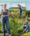 Gardener using Hollow Hoe Garden Tool With 55 Inch Steel Handle for weeding and planting in a backyard farm setting
