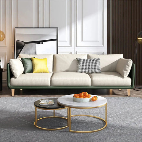 Modern living room with sofa supported by Set Of 4 Solid Wood Tapered Replacement Legs For Sofa, Bed, Dresser, Chair, Desk And Couch.