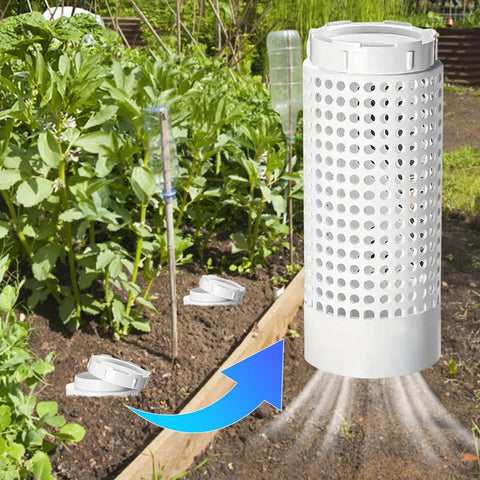 Two Gallon Inground Garden Compost Bin With Lid For Small Yards And Raised Beds, Durable PVC Outdoor Waste Reducer shown installed