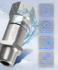 Pressure Washer Swivel Fitting Three Eighth Inch NPT 360 Degree Joint Kink Resistant Reduces Hose Stress For Smooth Water Flow And Easy Maneuvering For Smooth Operation And Long Lasting Durability. 3/8 NPT stainless swivel fitting