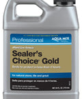 Solid Heavy Duty Stone Tile Sealer Trio Quart Bottles For Marble Granite Limestone Slate Travertine Brick Concrete Patios with a gray container.