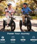 Electric Tricycle For Adults With Fat 4 Inch Tires Foldable Aluminum Frame 400 Pound Capacity Large Rear Basket 500W Motor Compact Folded Size 40X42X29 Hauling Groceries And Weekend Cruising, two riders on street