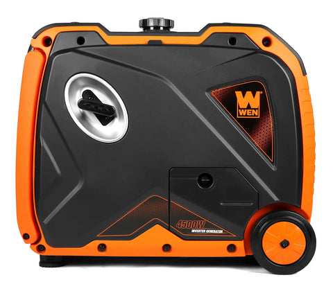 Side view of a Dual Fuel Inverter Generator with Remote Electric Start 4500 Surge Watts Gas 3500 Running Watts Or 4500 Surge Propane 3150 Running Watts RV Ready Portable Quiet 58 dBA EPA III CARB CO Watchdog Fuel Shut Off.