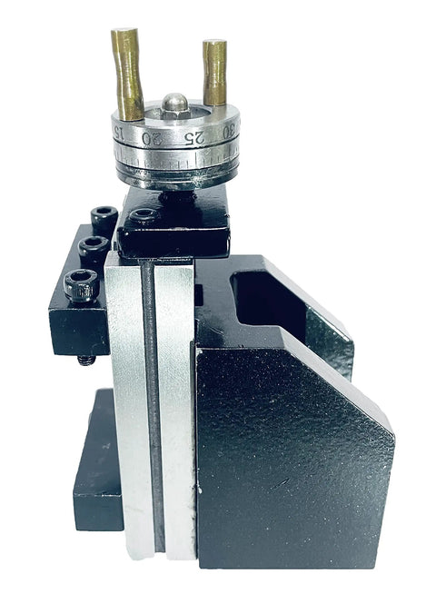 Dead Nuts Precision Machining Attachment For Small Lathes Featuring 90 By 50 Millimeter Slide Board and crisp calibration dial from the side.