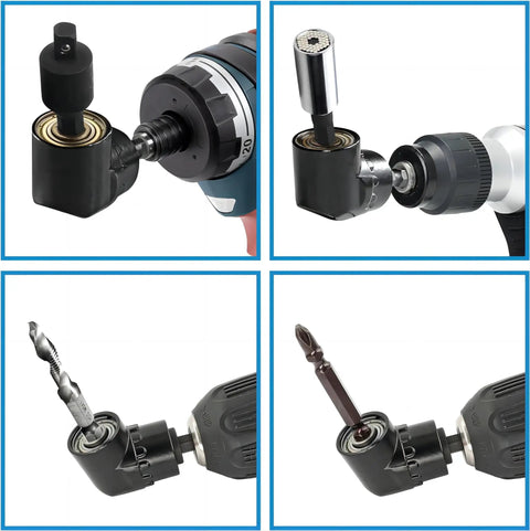 Impact Grade Driver Sockets Adapter Extension Kit Must Have 3Pcs 1/4 3/8 1/2 Universal Socket Adapters And 105 Degree Right Angle Drill Bit Set For Pneumatic Or Electric Screwdrivers Hex Bit Converter For DIY Projects