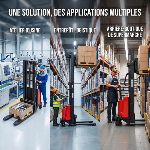 Heavy Duty 3300 Lbs Semi Electric Straddle Pallet Stacker With A Smooth 48V Motor Plus Durable Polyurethane Tires in warehouse setting.