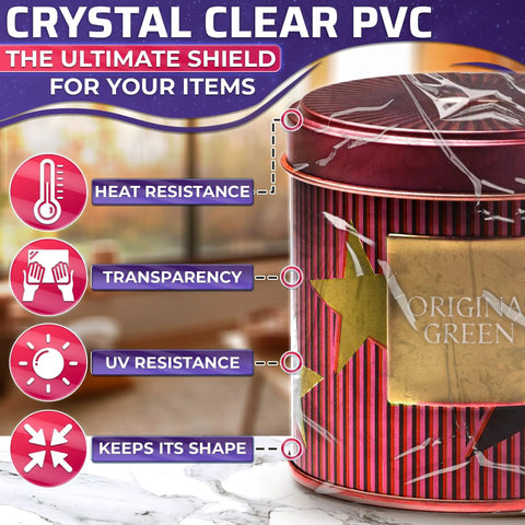 200 Pack Heat Shrink Wrap Bags In Three Sizes 3.93 X 5.90 Inches 7.67 X 9.64 Inches And 9.64 X 11.61 Inches Clear PVC Film showcasing heat resistance, transparency, and UV resistance
