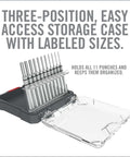 Accu Punch 11 Piece Roll Pin Punch Set With Nickel Plated Steel Punches in 3-position storage case for easy access in the workshop