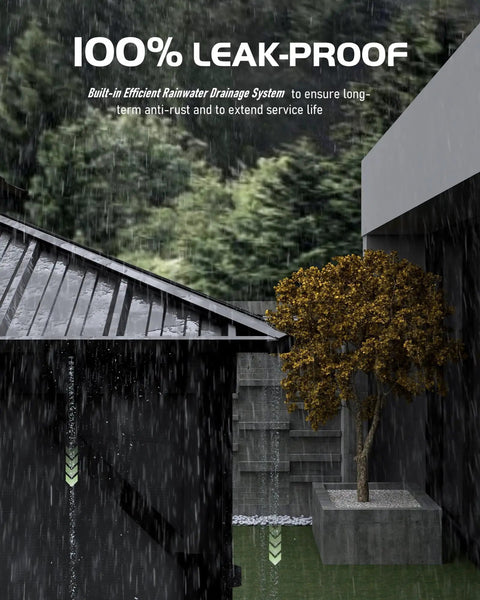 100% leak-proof 12x16 Hardtop Gazebo With Galvanized Steel Double Roof Heavy Duty Outdoor Pavilion during rain, side view.