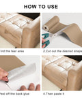 Step-by-step use of Leather Repair Patch For Furniture Self Adhesive 4 Inch By 63 Inch Vinyl Repair Tape For Car Seats Sofas Couches Chairs Beige Quick Fix Easy DIY Patch Kit