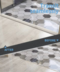 Self Adhesive Vinyl Floor Transition Strip For Laminate And Tile Floors Easy Peel And Stick Flat Floor Divider Carpet Threshold Ten Feet Long One Point Five Seven Inches Wide White Washed