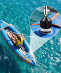 Inflatable Boat and Stand Up Paddle Board Pump Adapter Duo for Fast Inflation and Deflation on kayak valve, top view.