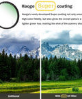 Comparison of unfiltered vs. with Super UV filter showcasing sharper scenery using Ultra Slim 49mm UV Filter With Multicoated Water Repellent Nano Coatings