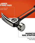 16 Oz Beefy Steel Rip Hammer for heavy duty demolition and framing work with rugged head and comfort grip handle
