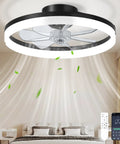 Slick 20 Inch Low Profile Ceiling Fan With Dimmable Led Light, Smart Remote And Phone App Control, Fast Fold Blades For Killer Airflow Indoors On Repeat in a modern bedroom setting.