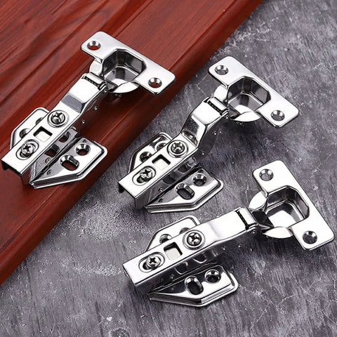 4 Piece Stainless Steel Soft Closing Cabinet Door Hinges With Hydraulic Shock Absorbers on wooden surface