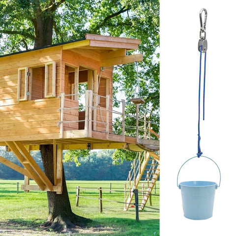 Heavy Duty Pulley Bucket With Cable For Treehouse And Playset Outdoor Climbing Toy For Kids Adventure Ship Play Equipment