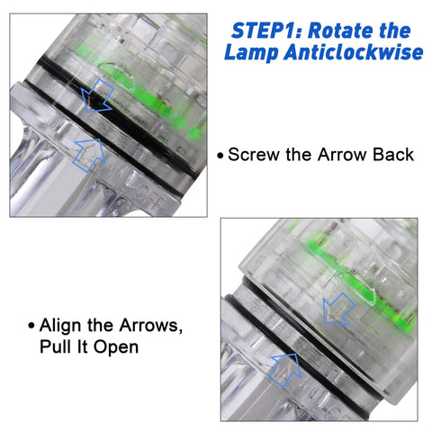Instructions for assembling Underwater Fishing Light Set 2 Pack Green LED Deep Water Lamp With Stainless Steel Clip.